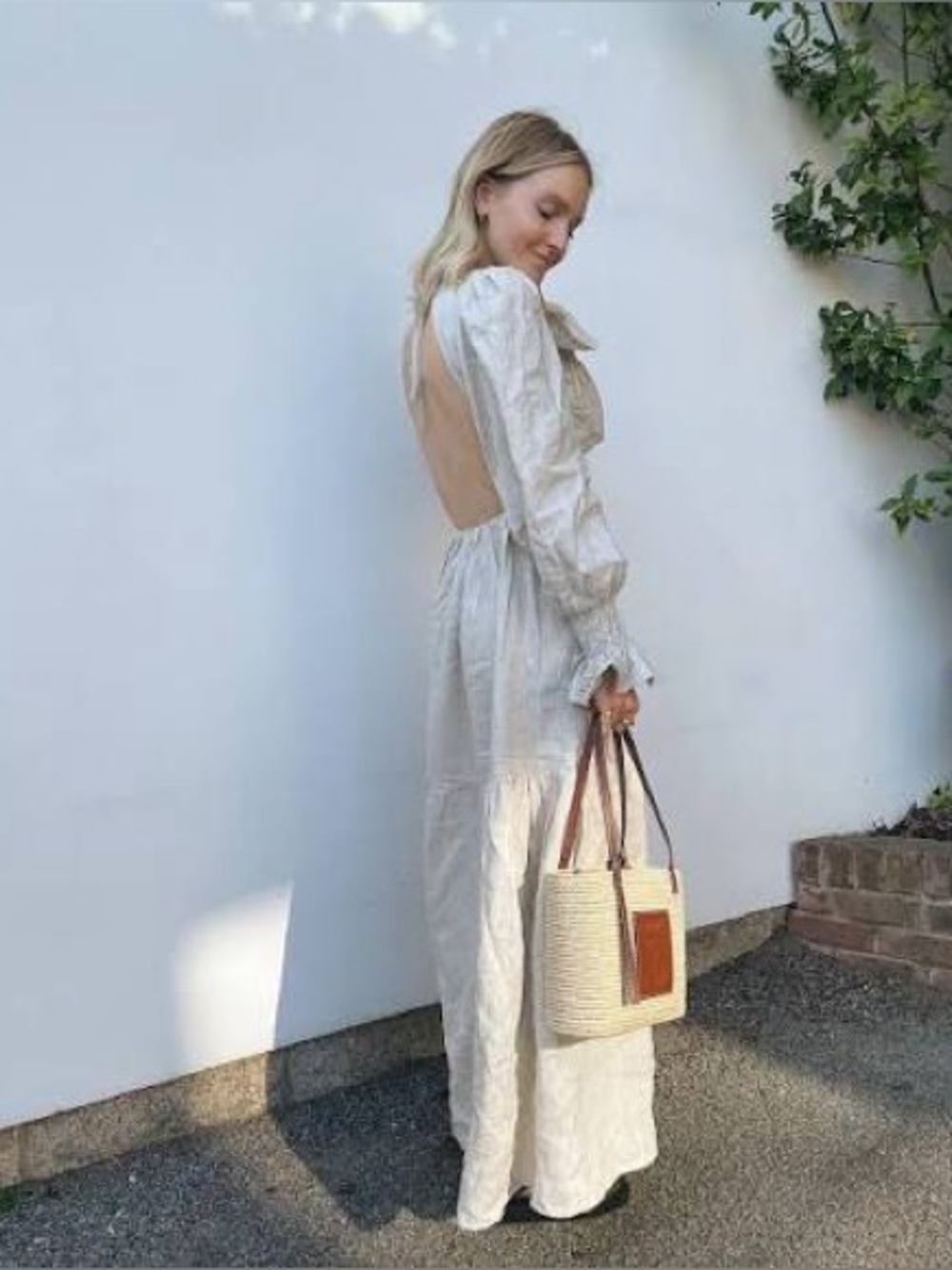 DISSH Jorja Smocked Long Sleeve Linen Maxi Dress